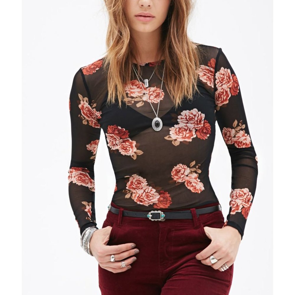 Forever 21 - Long Sheer Mesh Top - US S